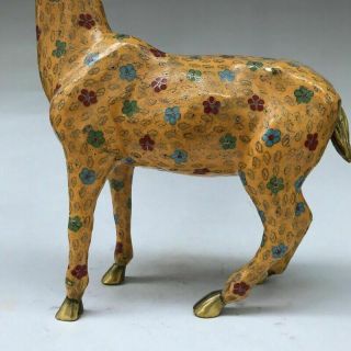 CHINESE ANCIENT CLOISONNE STATUE HAND - CARVED EXQUISITE LARGE DEER g7 3