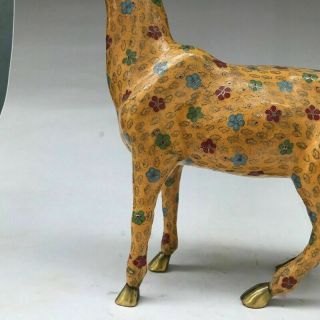 CHINESE ANCIENT CLOISONNE STATUE HAND - CARVED EXQUISITE LARGE DEER g7 4