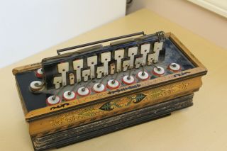 Antique Organetto/Accordian/Concertina/Squeeze Button Box - Needs Restoration 4