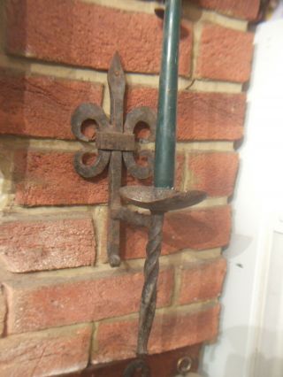 Antique English Hand Made Wrought Iron Candle Sconce