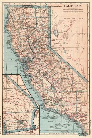 1921 Antique California Map Vintage State Map Of California Gallery Wall 5785