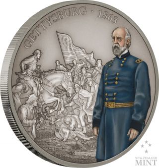 Niue - 2018 Battle Of Gettysburg 1 Oz Silver Coin Antiqued - History - 7th Coin