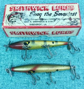 2 Vintage Smithwick Devils Horse Fishing Lures And F 209 Box