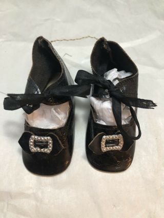 Antique Leather Doll Shoes For French Or German Dolls Signed “ej”,  8