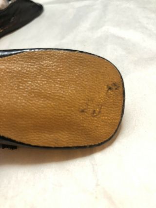 Antique Leather Doll Shoes For French Or German Dolls Signed “EJ”,  8 6