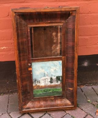 Antique 19th Century Empty E.  N.  Welch American Wall Clock Case,  Painted Glass