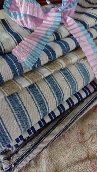 Gorgeous Batch Small Morceaux Antique French Ticking For Projects