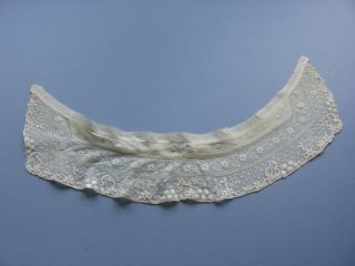 Mid Victorian Hand Embroidered Collar Tiny Whitework Flowers Circa 1850