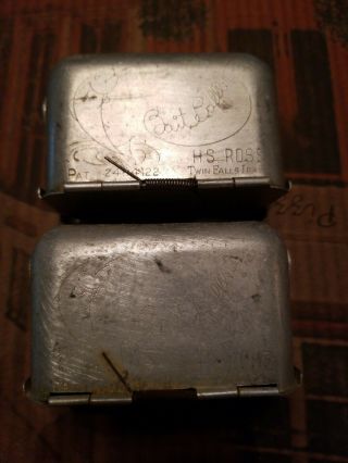 2 Vintage Bait Baffler H S Ross Twin Falls Ida.  Belt Bait Box Nightcrawler Boxes