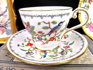 Aynsley Tea Cup And Saucer Pembroke Bird Pattern Teacup Floral Set
