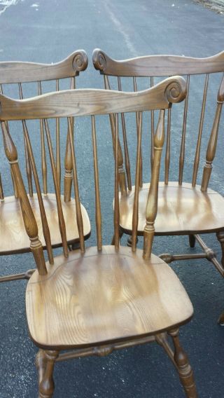 Vintage Set of 5 NICHOLS & STONE Windsor Fiddle Back Side Chairs Solid Maple 3