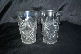 Antique American Brilliant Cut Glass Water Glasses Set Of 2