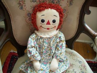 Charming Vintage Raggedy Ann Doll - Knickerbocker - Large 24 Inch Size - Great Face