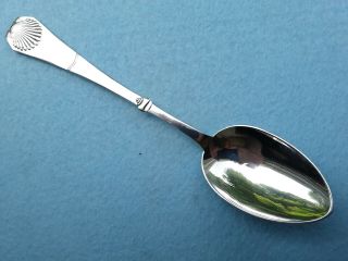 Danish Silver Serving Spoon With Sea Shell Finial 8 3/4 " Long 54 Grams.  1920
