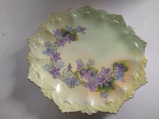 Antique Mz Austria Purple Violet Floral Porcelain Plate 7 1/2 "