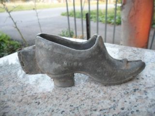 Antique Candy Chocolate Mold Shoe Metal Vintage Heavy Hinged