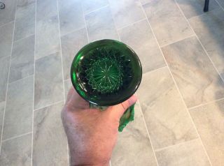 Fenton Antique Carnival Glass Green Long Thumbprint vase 4