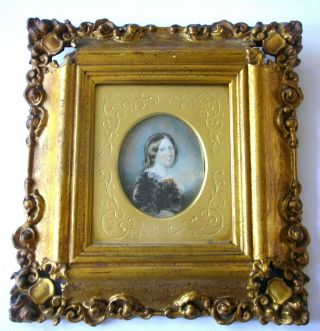 No Reserv C1860 M Butler Portrait Miniature Of A Victorian Lady Vintage Antique