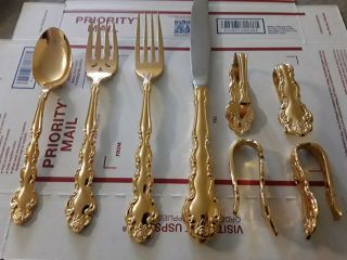 Oneida Flatware Community Gold 4 Set Napkin Holder Vintage Spoon Knife Fork