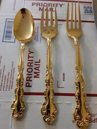 Oneida Flatware Community Gold 4 set Napkin Holder vintage spoon knife fork 2