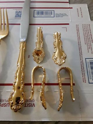 Oneida Flatware Community Gold 4 set Napkin Holder vintage spoon knife fork 3