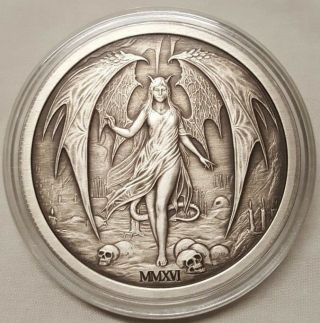 2016 Temptation Of The Succubus 2oz Antique Silver Round Coin