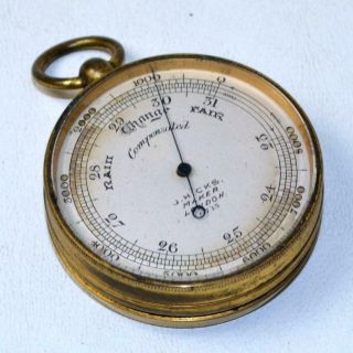 Antique James J Hicks Compensated Pocket Barometer - No 6713 - 19th Century