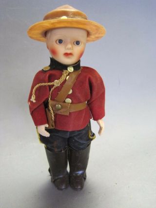 Vintage Sleepy Eye Doll Canadian Mountie Mounted Police W Hat Fully Dressed