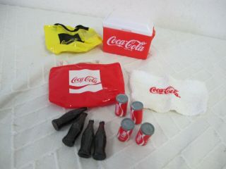 Vintage Barbie Coca Cola Coke Cooler Bottles Towel Beach Bags 80 