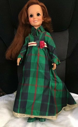 Vintage Ideal Look Around Crissy Doll Green Dress & Shoes.
