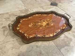 Vintage Italian Inlaid Wood Marquetry Serving Tray,  Sorrento