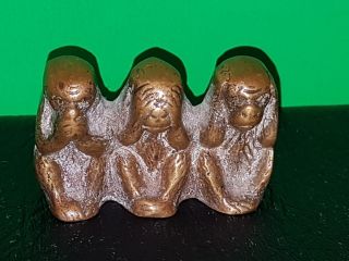 Chinese Monkey Bronze Three Wise Monkeys Sculpture See Hear Speak Figurine