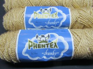 Vintage Phentex Chunky Acrylic Yarn 5 Skeins 4 Capucinno 1 Dark Blue Brown Tan 2