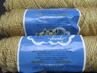Vintage Phentex Chunky Acrylic Yarn 5 Skeins 4 Capucinno 1 Dark Blue Brown Tan 4