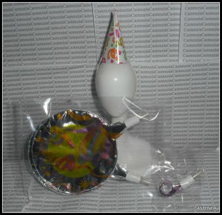 Accessory Barbie Doll Happy Birthday 2 Mylar Balloons Hat Favor For Diorama