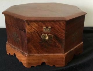 Octagonal Hand Crafted Wooden & Brass Inlay Jewellery/decorative Box