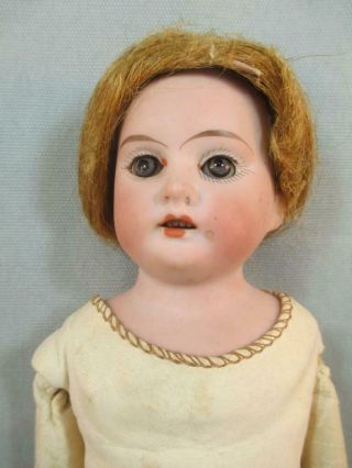 Antique German Bisque Doll A&m 3200 Kid Leather Body 11 " Human Hair Wig