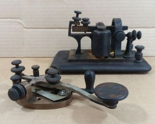 Antique J.  H Bunnel Telegraph Key And Sounder Patent 1881 & 1875