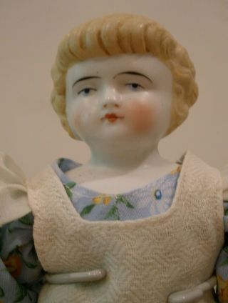 Antique 10 1/2 " German Parian Turned Shoulder Head Doll