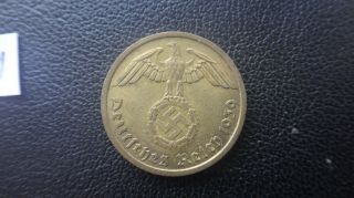 10 pfenning 1939 F Coin Rare Old WWII Antique Germany 3rd Reich SS Nazi Eagle M1 2