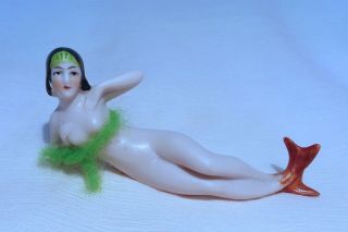 Antique Mermaid German Figural Nude Lady Bathing Beauty/belle Germany Stunning