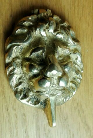 Vintage Solid Brass Lions Head Door Knocker Yale Lock Cover