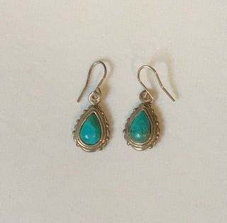 Vintage Sterling Silver 925 Turquoise Delicate Dangle Earrings