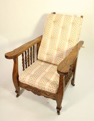Antique Miniature Salesman Sample Childs Doll Furniture Morris Chair W/ Cushion