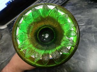 Antique Northwood Carnival Glass Green Corn Vase Electric 9