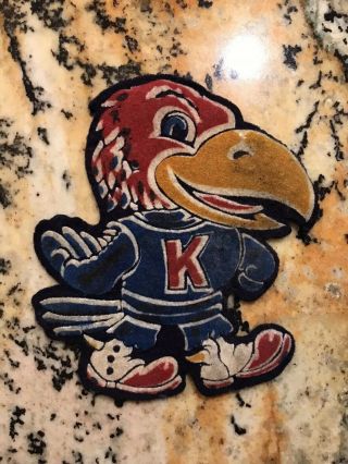 Early Antique Kansas University Jayhawk Patch Felt Back