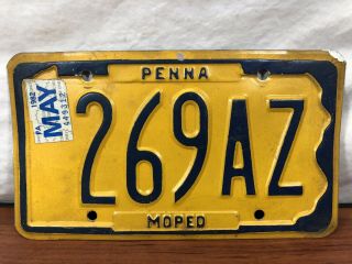 Vintage Antique Motorcycle 1982 Pennsylvania Moped License Plate 82 PA.  MC 2