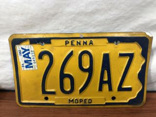 Vintage Antique Motorcycle 1982 Pennsylvania Moped License Plate 82 PA.  MC 3