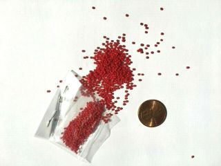 Italian Antique Micro Seed Beads - 14 - 15/0 Lipstick Red Opaque - 3.  9 Gram Bags