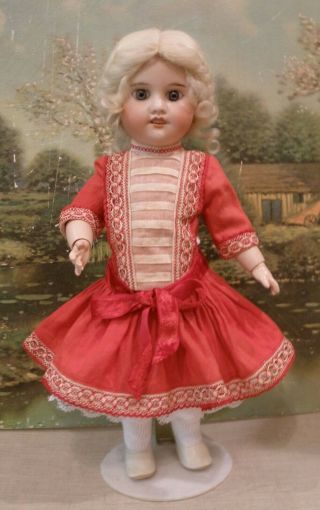 Antique 14 " French Bisque Socket Head Doll,  Body & Clothes